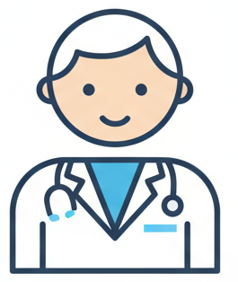 Illustration of a doctor with a stethoscope on a white background